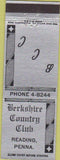 Matchbook Cover - Berkshire Country Club Reading PA