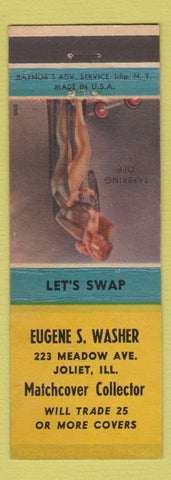 Matchbook Cover - Eugene Washer Match Collector Joliet IL pinup