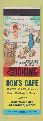 Matchbook Cover - Don's Cafe Alliance NE hillbilly
