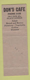 Matchbook Cover - Don's Cafe Alliance NE hillbilly