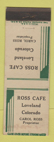 Matchbook Cover - Ross Cafe Loveland Colorado