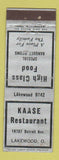Matchbook Cover - Kaase Restaurant Lakewood OH WEAR