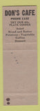Matchbook Cover - Don's Cafe Alliance NE hillbilly
