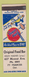Matchbook Cover - Original Food Bar Fort Frances ON