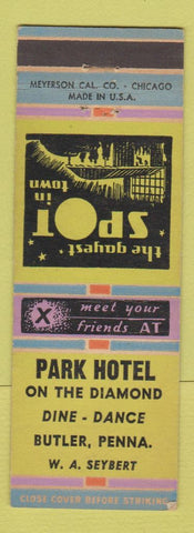 Matchbook Cover - Park Hotel Butler PA