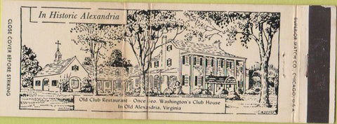 Matchbook Cover - Old Club Restaurant Old Alexandria VA WEAR