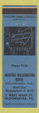 Matchbook Cover - Martha Washington Hotel Bloomsburg PA