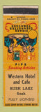 Matchbook Cover - Western Hotel Cafe Rush Lake SK WEAR