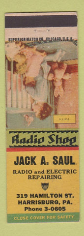 Matchbook Cover Jack Saul Radio Electric Repair Harrisburg PA Terry Says girlie