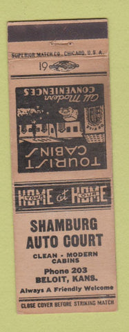 Matchbook Cover - Shamburg Auto Court Beloit KS WEAR