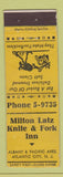 Matchbook Cover - Milton Latz Knife and Fork Inn Atlantic City NJ