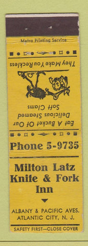 Matchbook Cover - Milton Latz Knife and Fork Inn Atlantic City NJ