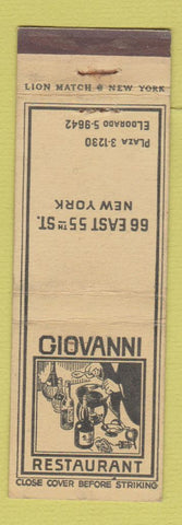 Matchbook Cover - Giovanni Restaurant New York City