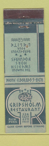 Matchbook Cover - Gripsholm Restaurant New York City WEAR
