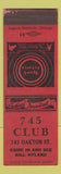 Matchbook Cover - 745 Club Bill Hyland SAMPLE WEAR