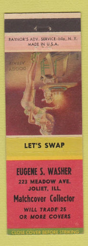 Matchbook Cover - Eugene Washer Match Collector Joliet IL pinup #2