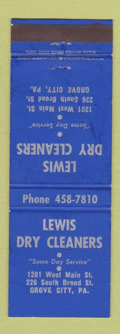 Matchbook Cover - Lewis Dry Cleaners Grove City PA