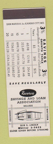 Matchbook Cover - Reserve Savings and Loan Kansas City?