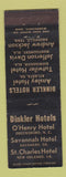 Matchbook Cover - Dinkler Hotels Greensboro NC Atlanta Savannah GA Birmingham