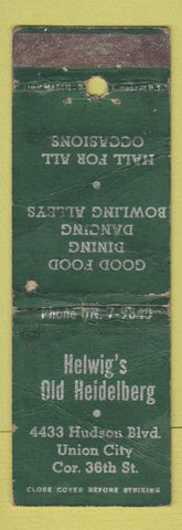 Matchbook Cover - Helwig's Old Heidelberg Union City POOR
