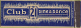 Matchbook Cover - Club 21 Dine Dance Grand Rapids MI