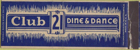 Matchbook Cover - Club 21 Dine Dance Grand Rapids MI