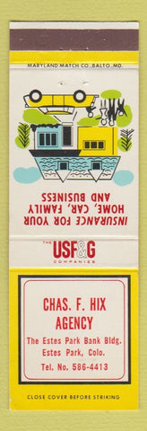 Matchbook Cover - USF&G Insurance Chas Hix Estes Park Colorado