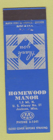 Matchbook Cover - Homewood Manor Jackson MS