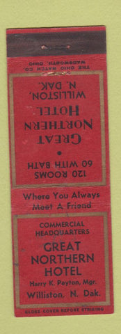 Matchbook Cover - Great Northern Hotel Williston ND