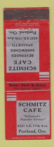 Matchbook Cover - Schmitz Cafe Portland OR
