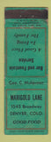 Matchbook Cover - Marigold Lane Denver Colorado Fountain WEAR