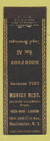 Matchbook Cover - Munich Restaurant Rochester NY