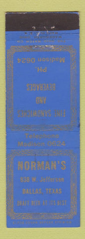 Matchbook Cover - Norman's Restaurant Dallas TX