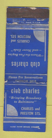 Matchbook Cover - Club Charles Baltimore MD WORN