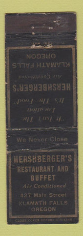 Matchbook Cover - Hershberger's Restaurant Buffet Klamath Falls OR WEAR