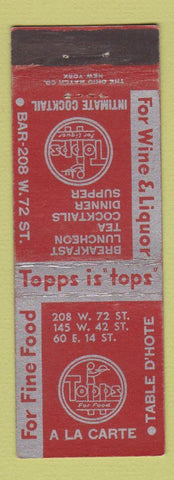 Matchbook Cover - Topps Restaurant New York City?