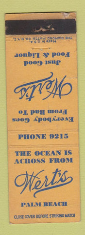 Matchbook Cover - Wert's Palm Beach FL restaurant WEAR