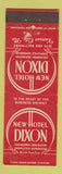 Matchbook Cover - New Hotel Dixon Kansas City MO