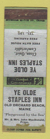 Matchbook Cover - Ye Olde Staples Inn Old Orchard Beach ME