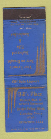 Matchbook Cover - Bill's Place Golden Valley MN WORN BACK