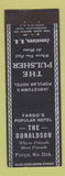 Matchbook Cover - The Donaldson Pulsher Hotes Jamestown ND Fargo