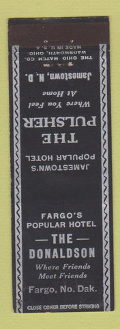 Matchbook Cover - The Donaldson Pulsher Hotes Jamestown ND Fargo