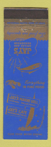 Matchbook Cover - Jay's Marine Grill Cafe Henderson Dallas TX
