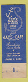 Matchbook Cover - Jay's Marine Grill Cafe Henderson Dallas TX