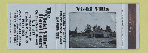 Matchbook Cover - Vicki Villa Court Motel Elizabeth City NC