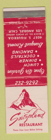Matchbook Cover - Switzerland Restaurant Los Angeles CA