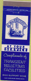 Matchbook Cover - Transiet Billeting Faciliteis 6100 Support Wing Military