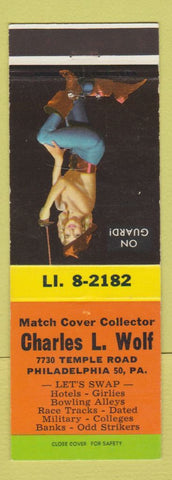 Matchbook Cover - Charles Wolf Match Collector Philadelphia PA pinup