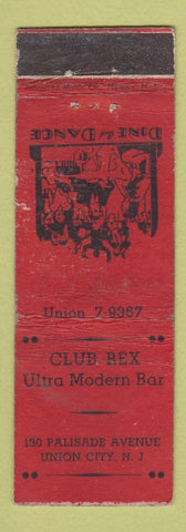 Matchbook Cover - Club Rex Modern Bar Union City NJ WORN
