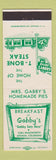Matchbook Cover - Gabby's Restaurant Arvada Colorado